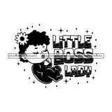 Adorable Baby Girl Quotes Sleeping Flower Curly Hairstyle B/W SVG JPG PNG Vector Clipart Cricut Silhouette Cut Cutting