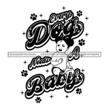Adorable Baby Girl Quotes Crown Sitting Puffy Pigtails Hairstyle B/W SVG JPG PNG Vector Clipart Cricut Silhouette Cut Cutting