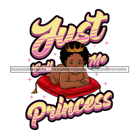 Adorable Baby Girl Quotes Crown Lying Down Pillow Puffy Afro Hairstyle SVG JPG PNG Vector Clipart Cricut Silhouette Cut Cutting