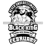 Sexy Afro Man King February Birthday Fashion Model Confident Watch Feather Hat Style B/W SVG JPG PNG Vector Clipart Cricut Silhouette Cut Cutting