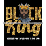Black King Quote Gold Glitter Chess Game Afro Sexy Man Beard Crown Dark Background SVG JPG PNG Vector Clipart Cricut Silhouette Cut Cutting