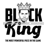 Black King Quote Gold Glitter Chess Game Afro Sexy Man Crown B/W SVG JPG PNG Vector Clipart Cricut Silhouette Cut Cutting