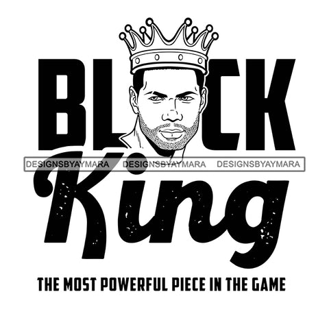 Black King Quote Gold Glitter Chess Game Afro Sexy Man Crown B/W SVG JPG PNG Vector Clipart Cricut Silhouette Cut Cutting