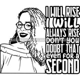 Afro Mature Woman Portrait Life Quotes Glasses Nubian Classy Curly Hairstyle B/W SVG JPG PNG Designs Cricut Silhouette Cut Cuttings