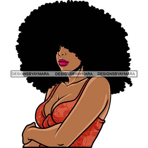 Afro Sexy Woman Puffy Hairstyle Wearing Sexy Dress African American Woman Side Face Hide Eyes On Hair Design Element SVG JPG PNG Vector Clipart Cricut Silhouette Cut Cutting