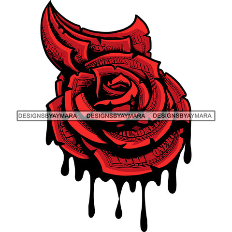 Money Note Make Red Roses Design Element Color Dripping Vector White Background Dollar Note SVG JPG PNG Vector Clipart Cricut Silhouette Cut Cutting