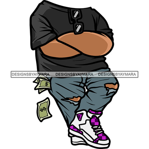 African American Gangster Boys Standing Money Note Dripping On Pocket White Background Attitude Boys Hand Holding SVG JPG PNG Vector Clipart Silhouette Cut Cutting