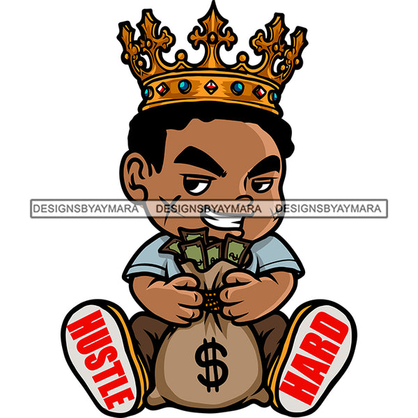 African American Scarface Boy Smile Face Crown On Head Afro Holding Mo ...