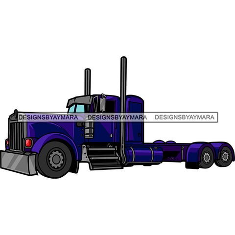 Blue Color Cargo Container Truck American Big Truck Prime Mover Transport System Vector White Background Blue Semi Truck SVG JPG PNG Vector Clipart Silhouette Cut Cutting