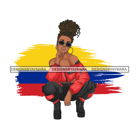 Colombia Country Afro Diva Proud Roots Pretty Woman Fashion .SVG Cutting Files For Silhouette and Cricut and More!