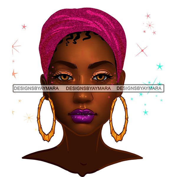 Black Woman Full Face Turban Purple Lips JPG PNG  Clipart Cricut Silhouette Cut Cutting