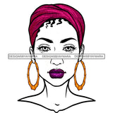 Black Woman Full Face Turban Gold Hoops  JPG PNG  Clipart Cricut Silhouette Cut Cutting