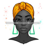 Black Woman Gray Full Face Gold Headwrap  JPG PNG  Clipart Cricut Silhouette Cut Cutting