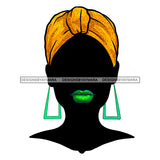 Black Woman Silhouette Face Green Lips Gold Headwrap  JPG PNG  Clipart Cricut Silhouette Cut Cutting