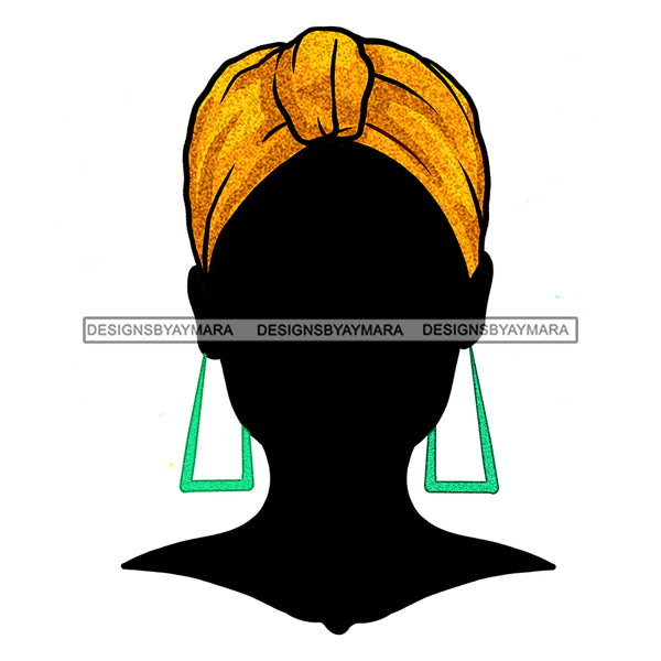 Black Woman Silhouette No Face  Gold Headwrap  JPG PNG  Clipart Cricut Silhouette Cut Cutting