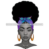 Flawless Black Woman With Gray Full Face  Blue Headwrap  JPG PNG  Clipart Cricut Silhouette Cut Cutting