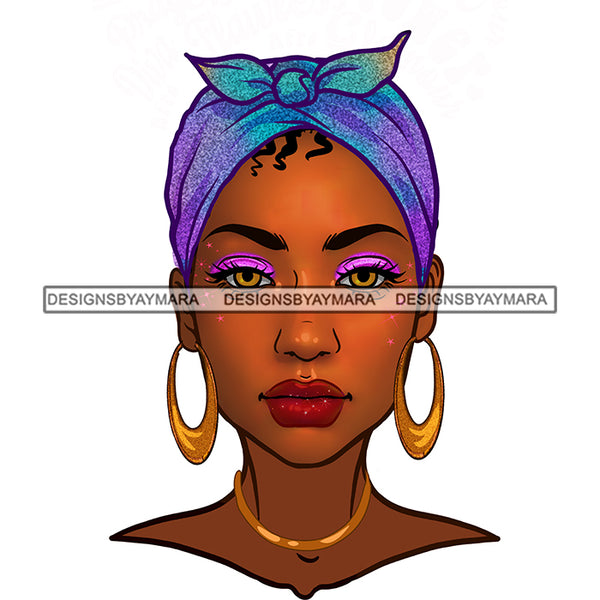 Black Woman With Face Full Blue Headwrap  JPG PNG  Clipart Cricut Silhouette Cut Cutting