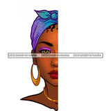 Black Woman With Half Face Full Blue Headwrap  JPG PNG  Clipart Cricut Silhouette Cut Cutting