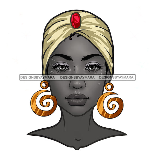 Black Woman Full Gray Face Full  Turban Headwrap JPG PNG  Clipart Cricut Silhouette Cut Cutting