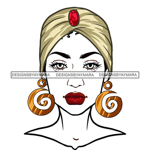 Black Woman Full White Face Full Turban Headwrap JPG PNG  Clipart Cricut Silhouette Cut Cutting