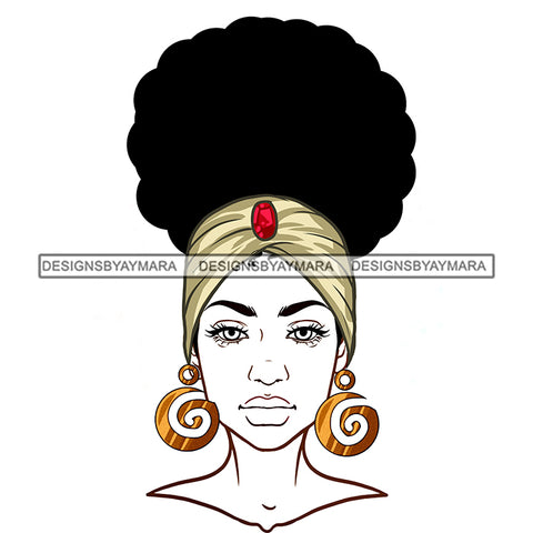 Black Woman Full White Face  Headwrap JPG PNG  Clipart Cricut Silhouette Cut Cutting