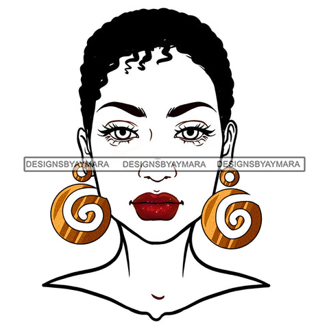 Black Woman Full White Face Short Afro  JPG PNG  Clipart Cricut Silhouette Cut Cutting