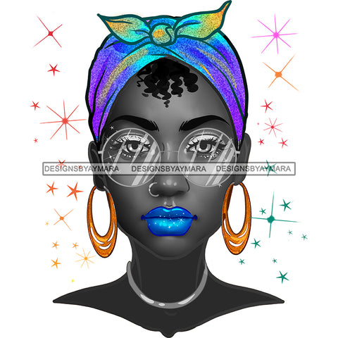 Black Woman Full Gray Face Blue Lips Full Headwrap JPG PNG  Clipart Cricut Silhouette Cut Cutting