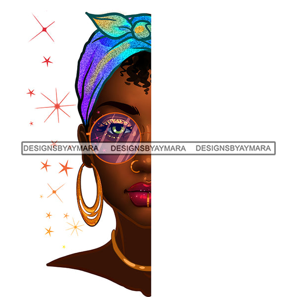 Black Woman Half Face  Red Lips Full Headwrap JPG PNG  Clipart Cricut Silhouette Cut Cutting