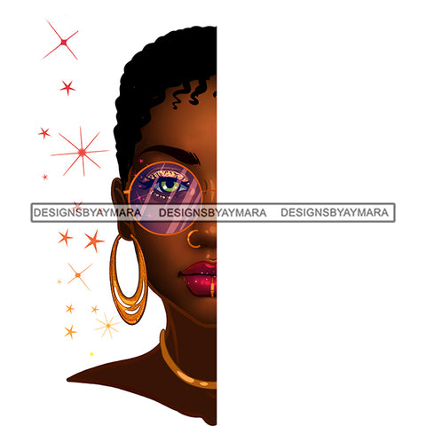 Black Woman Half Face  Red Lips Short Afro JPG PNG  Clipart Cricut Silhouette Cut Cutting