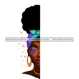 Black Woman Half Face  Red Lips Short Afro Glasses JPG PNG  Clipart Cricut Silhouette Cut Cutting