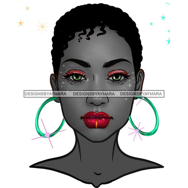 Black Woman Gray Face Short Afro Red Lips JPG PNG  Clipart Cricut Silhouette Cut Cutting