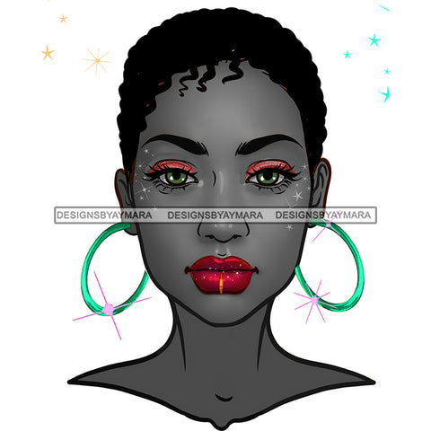Black Woman Gray Face Short Afro Red Lips JPG PNG  Clipart Cricut Silhouette Cut Cutting