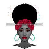 Black Woman Gray Face Afro Red Lips And Red Roses JPG PNG  Clipart Cricut Silhouette Cut Cutting