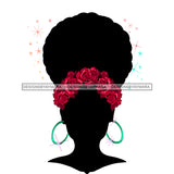 Black Woman Black Face Afro  Red Roses JPG PNG  Clipart Cricut Silhouette Cut Cutting