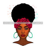 Black Woman Brown Face Afro  Red Roses JPG PNG  Clipart Cricut Silhouette Cut Cutting