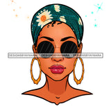 Black Woman  Sunglasses Flowered Headwrap JPG PNG  Clipart Cricut Silhouette Cut Cutting