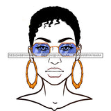 Black Woman Blue Sunglasses Short Afro JPG PNG  Clipart Cricut Silhouette Cut Cutting