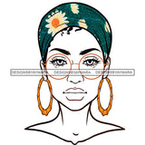 Black Woman Glasses Full Headwrap Short Afro JPG PNG  Clipart Cricut Silhouette Cut Cutting