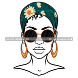 Black Woman Flawless Full Face  Headwrap Sunglasses JPG PNG  Clipart Cricut Silhouette Cut Cutting