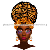 Black Woman Flawless Golden Words In Hair Gold Roses JPG PNG  Clipart Cricut Silhouette Cut Cutting