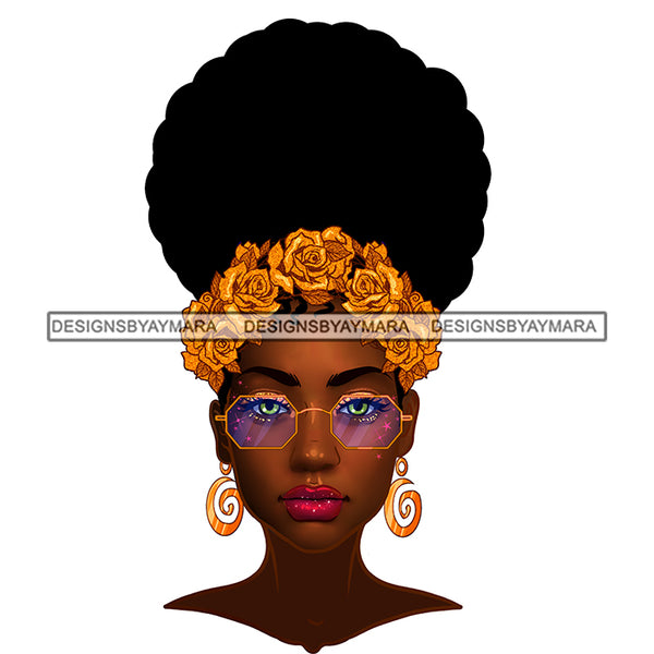 Black Woman Flawless Golden  Gold Roses JPG PNG  Clipart Cricut Silhouette Cut Cutting