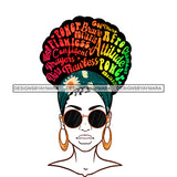 Black Woman Flawless Full Face Words In Hair Headwrap Sunglasses JPG PNG  Clipart Cricut Silhouette Cut Cutting