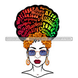 Black Woman Full Face Words In Hair Gold Roses Sunglasses JPG PNG  Clipart Cricut Silhouette Cut Cutting