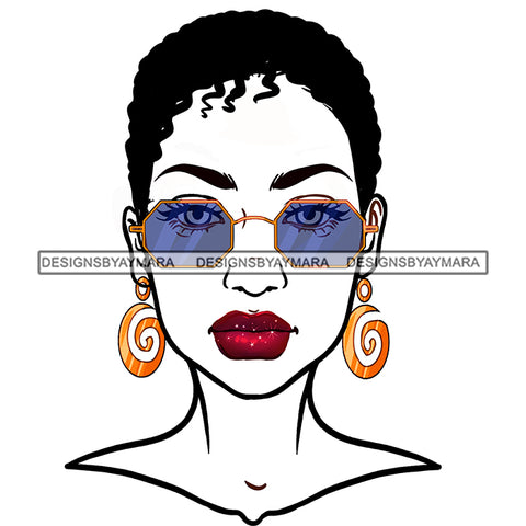 Black Woman Half Full Face  Short Afro Sunglasses JPG PNG  Clipart Cricut Silhouette Cut Cutting