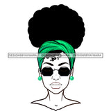 Black Woman Black Hair Green Headwrap Glasses JPG PNG  Clipart Cricut Silhouette Cut Cutting
