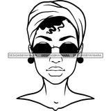 Black Woman B/W Headwrap Afro Glasses JPG PNG  Clipart Cricut Silhouette Cut Cutting