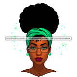 Black Woman  Green Headwrap Glasses JPG PNG  Clipart Cricut Silhouette Cut Cutting