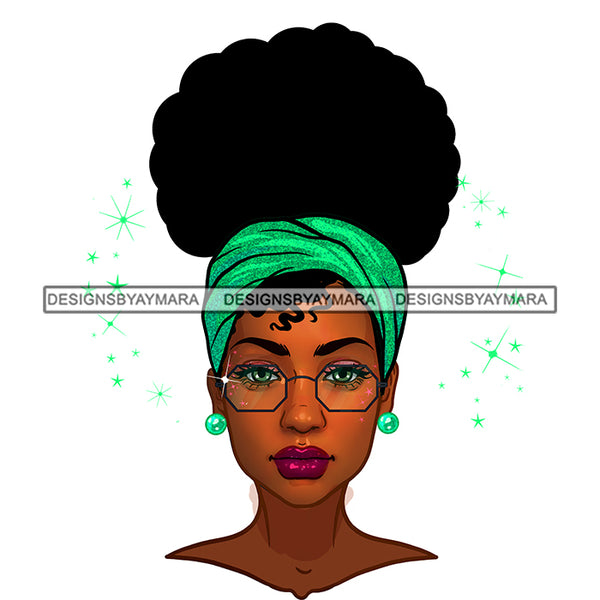 Black Woman  Green Headwrap Glasses JPG PNG  Clipart Cricut Silhouette Cut Cutting