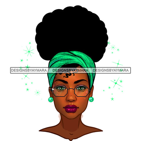 Black Woman  Green Headwrap Glasses JPG PNG  Clipart Cricut Silhouette Cut Cutting