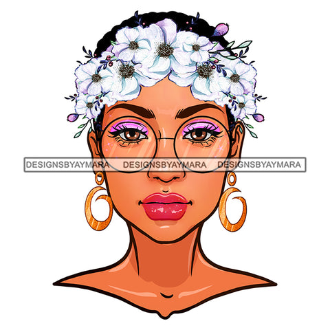 Black Woman Flawless White Roses Glasses JPG PNG  Clipart Cricut Silhouette Cut Cutting